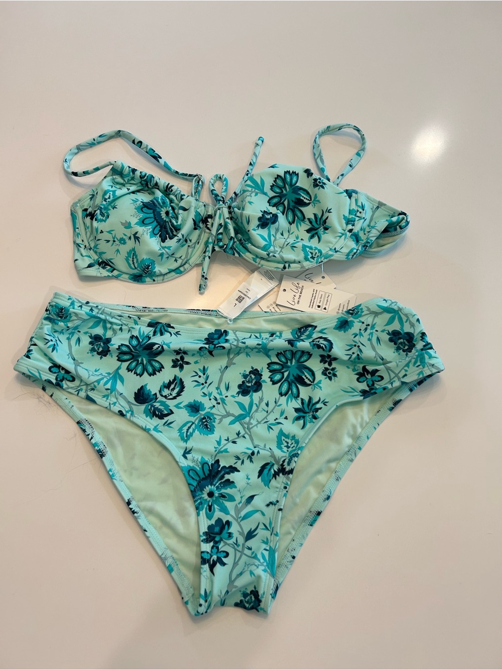 Cupshe Mint and Teal Floral Bikini Set